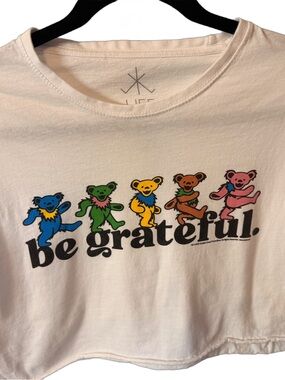 Life Is Good Be Grateful Cropped Tee - White